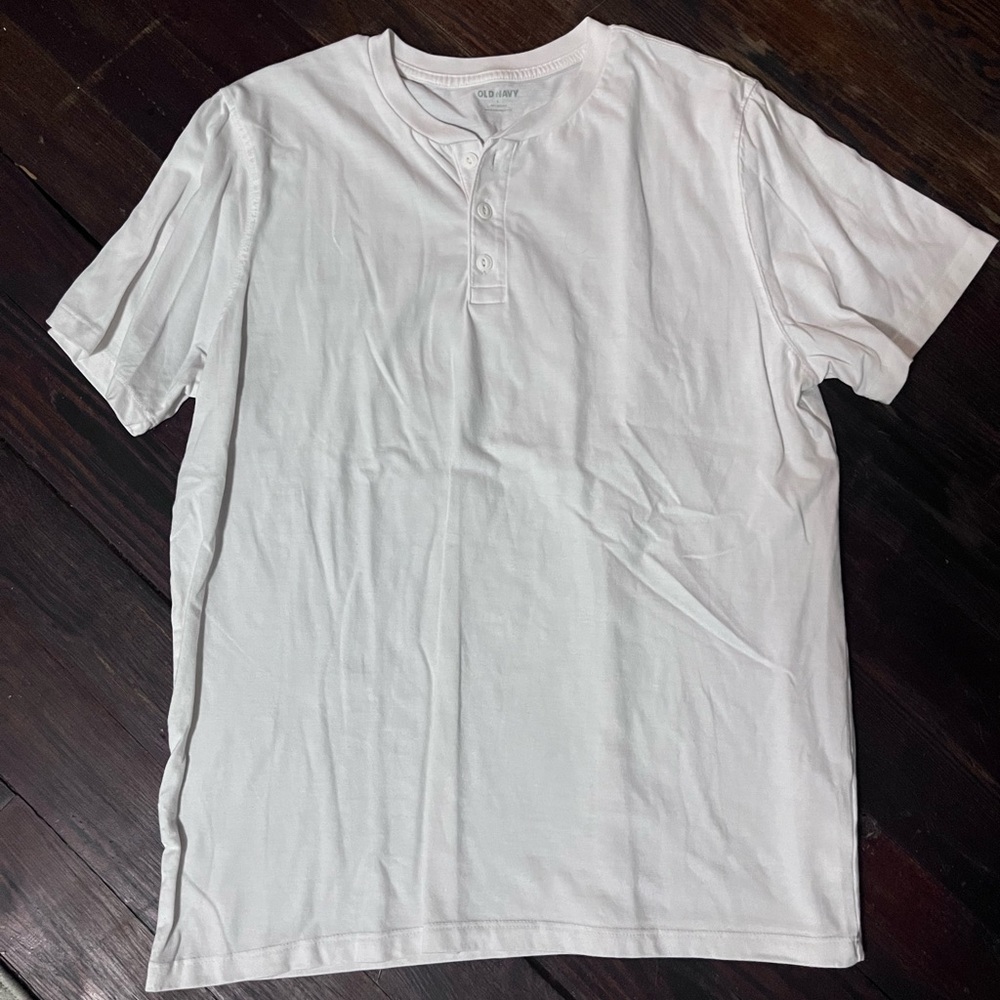Men's White Henley Shirt
